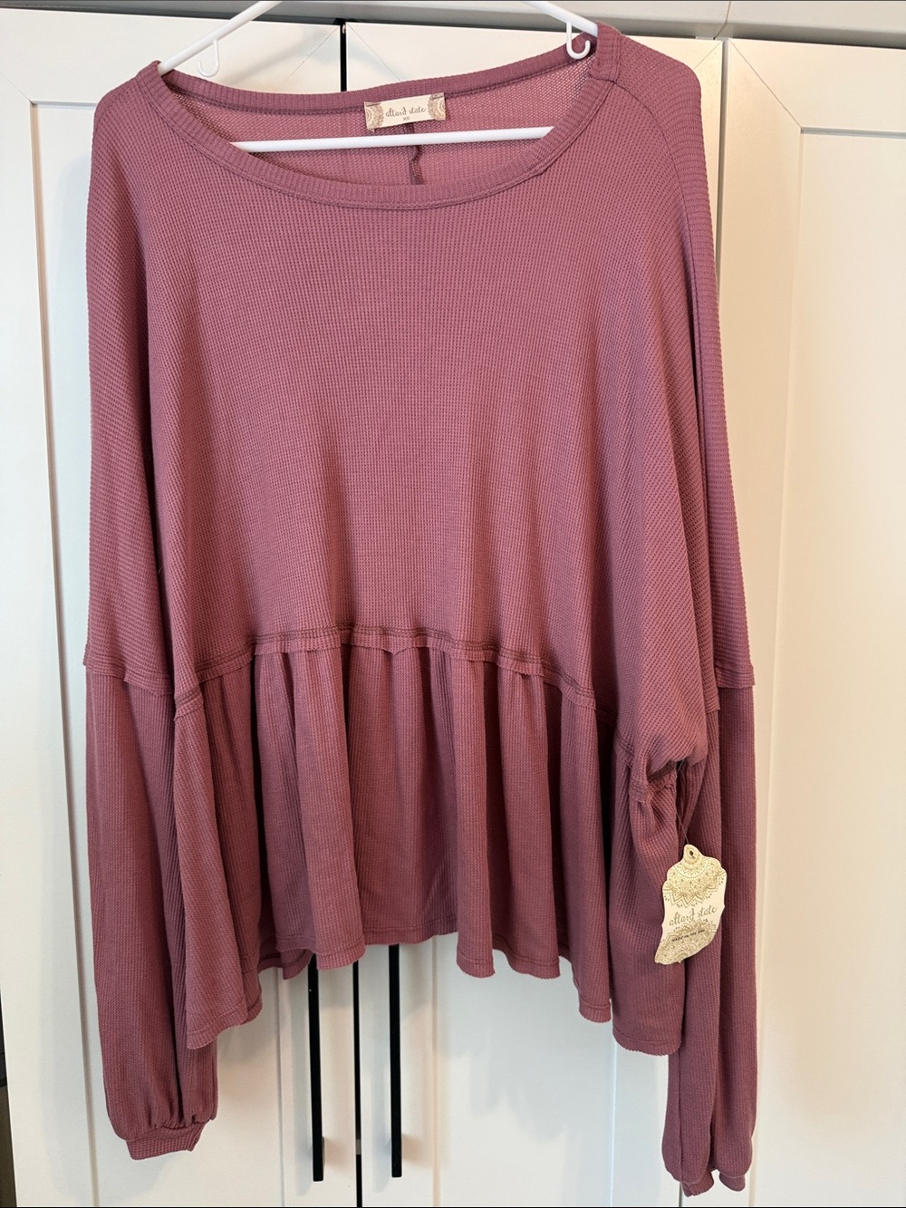 Altar'd State Dusty Mauve Peplum Ribbed Top